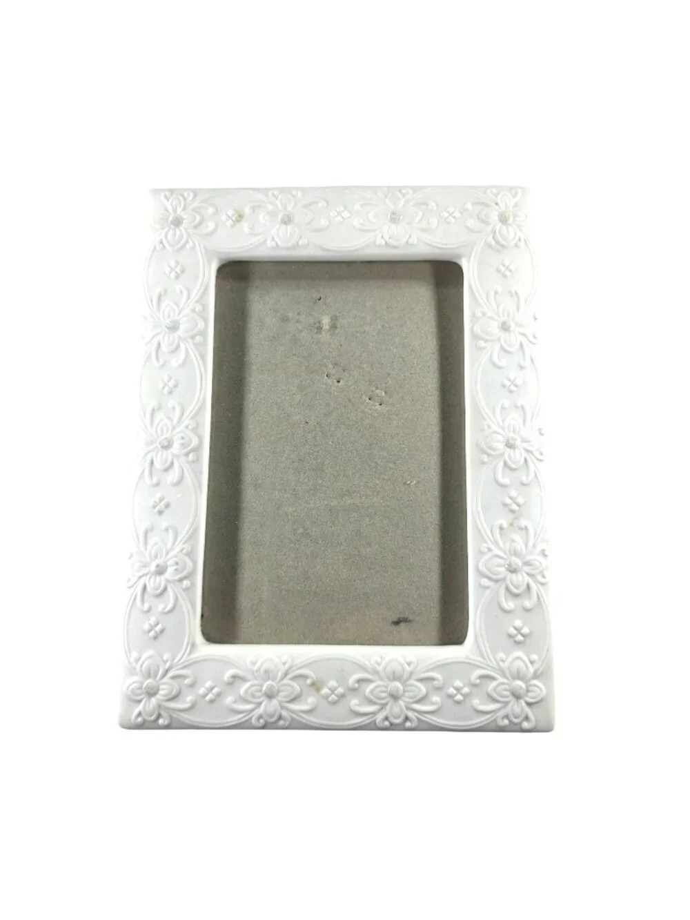 Russ Berrie White Floral 4x6 Picture Frame elegant bridal wedding cottage